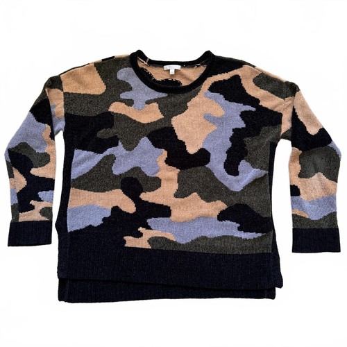 Lisa Todd Camo Print Chenille Sweater Chunky Knit Women's Size Large