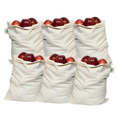 Food Grade Bulk Storage Bags - Reusable - Organic Cotton Fabric Produce Drawstri