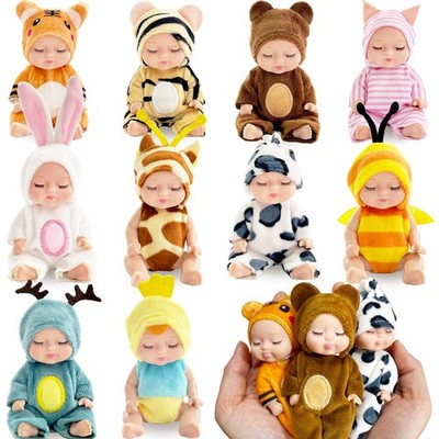 10 Pcs Mini Baby Dolls,4 inch Lifelike Realistic Baby Dolls with Animal Cloth...
