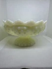 Vintage Fenton Hobnail Footed Candle Holder Uranium Glass