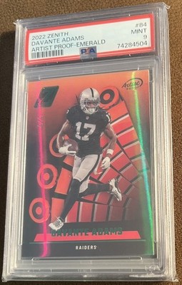 Davante Adams 5/5 SSP 2022 Zenith Artist Proof Emerald PSA 9 Bookend #84 Raiders