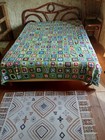 Plaid Couverture 2 Places Vintage Crochet Carrés Multicolores