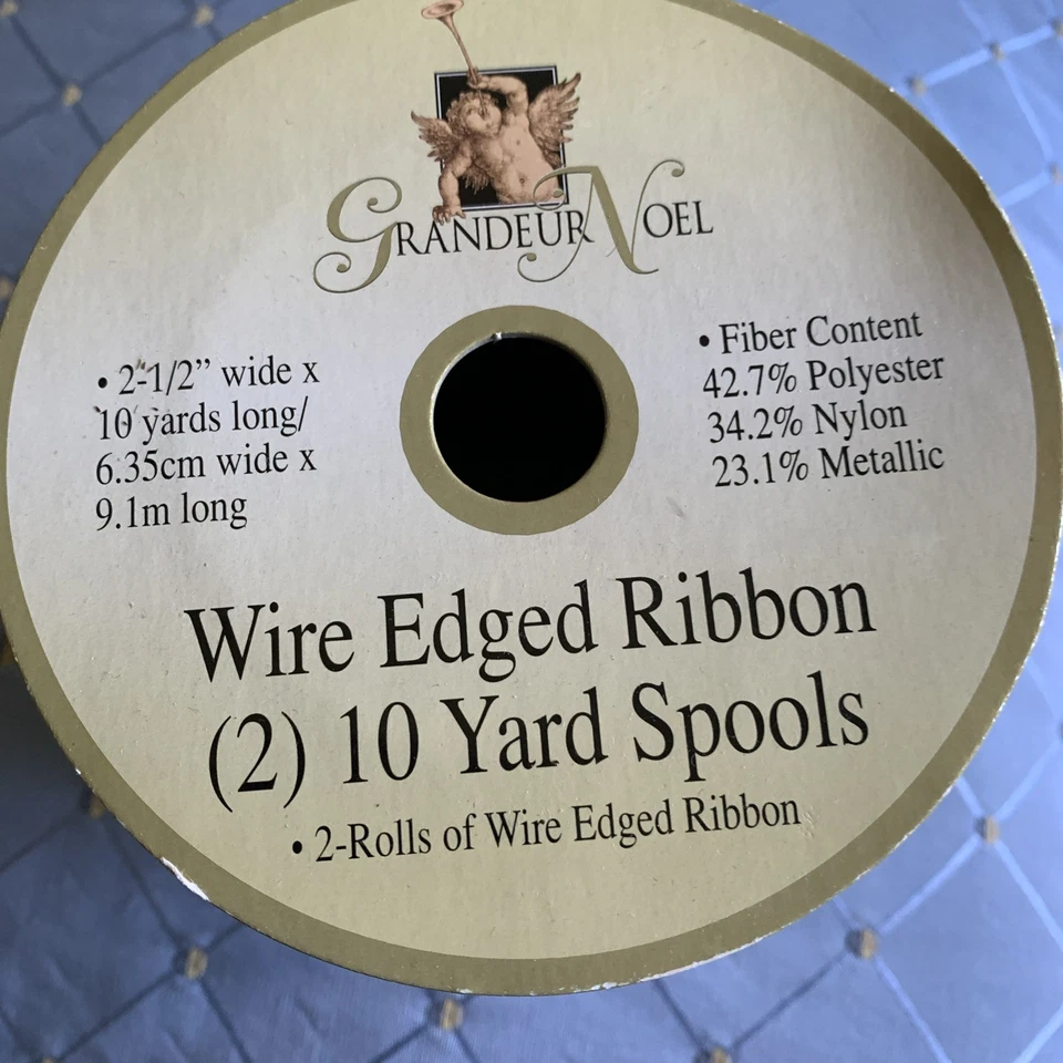 Grandeur Noel Wired Ribbon Floral Gold Wired 2.5" x 20 yd New Holiday Crafting - Image 3 of 3