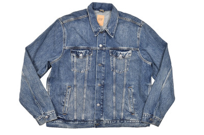 GAP Men's Denim Jacket Size XXL Blue Trucker Jeans Button Up Long Sleeve