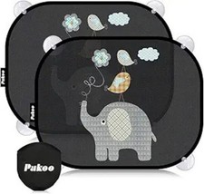 Car Sun Shade for Baby with UV Protection, 2 Pack UV Protectio Color: Elephant