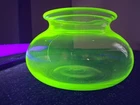 Vintage Uranium Green Glass Fish Bowl Glows