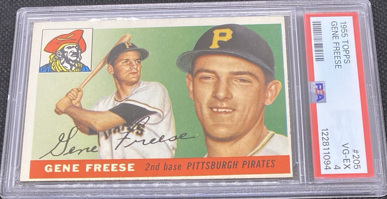 1955 Topps Baseball #205 Gene Freese Pittsburgh Pirates PSA 4 Vg-Ex