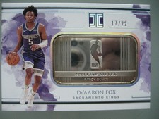 2018 Panini Impeccable #99 De'Aaron Fox  1 troy oz Silver Bar NBA Logoman /22