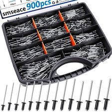 900Pcs Pop Rivets Assortment Kit Packed in Handheld Box - 14-Sizes SAE Black Riv