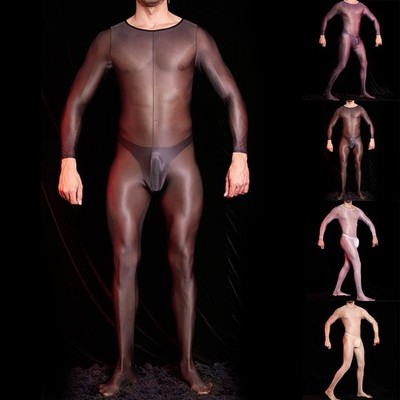 Brandneu Unterwäsche Body glänzend Overall Herren Polyester Haut dehnbar