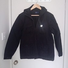 Fred Perry Black Youth Rain Jacket With Hood Size Xl Pre Loved Condition