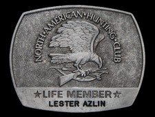 NA19135 VINTAGE 1981  NORTH AMERICAN HUNTING CLUB LIFE MEMBER  BELT BUCKLE