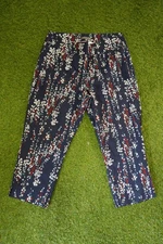 Erica Taylor Palazzo Pants Womens 1X Multicolor Floral Straight Leg Flat Front