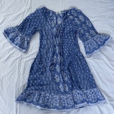 Coastal Boho Cotton Dress | Bell Sleeve Tassel Tie Pockets Shirt 
