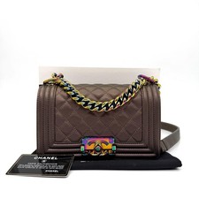 Chanel Small Boy Flap Bag in Iridescent Brown / Bronze with Rainbow Hardware