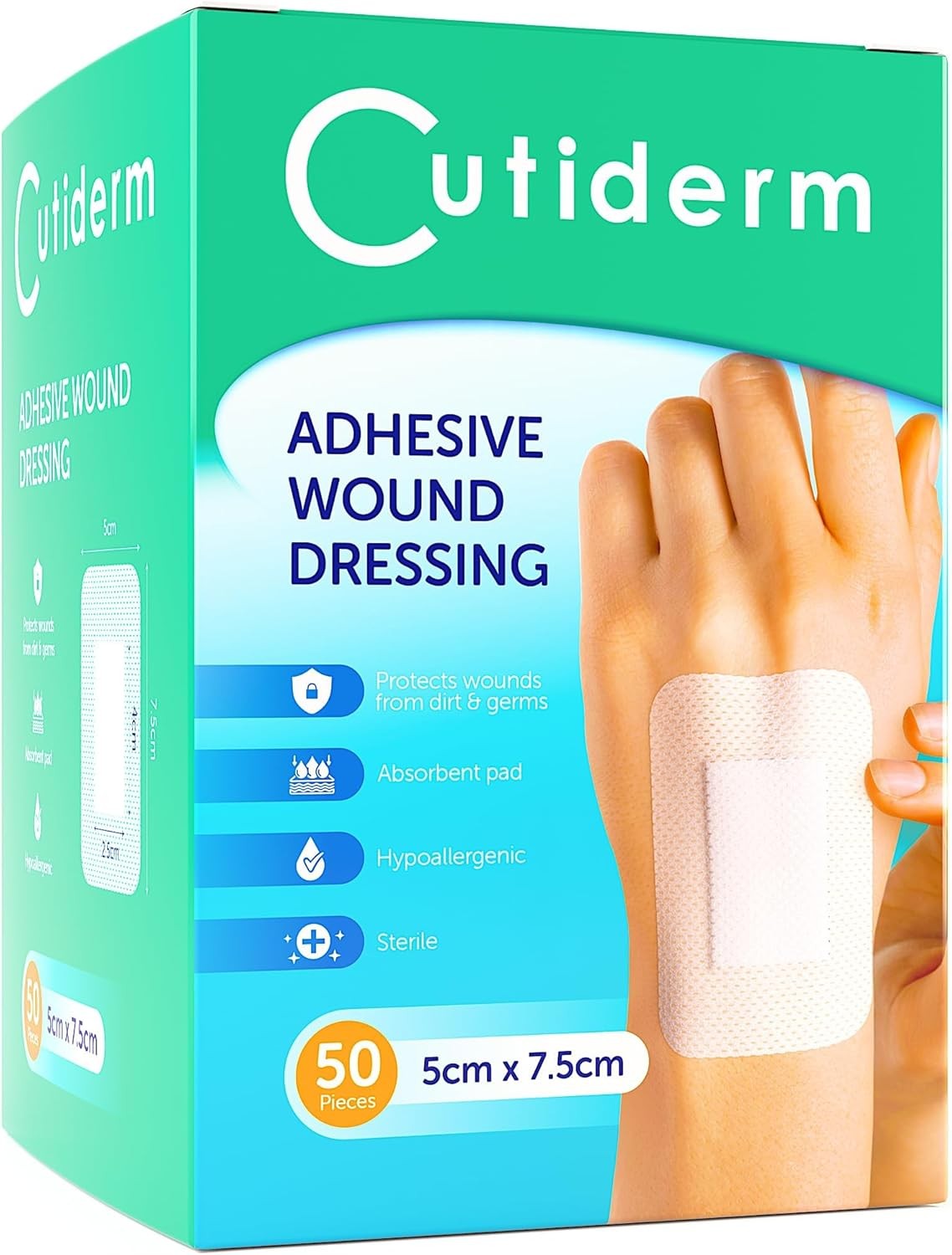 Cutiderm Sterile Adhesive Wound Dressing 5cm x 7.5cm - Box of 50