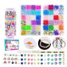 1190Pcs Clay Beads Bracelet Making Kit Set 2 Boxes 48 Grids Flat Round Polymer