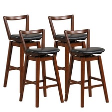 Swivel Bar Height Bar Stool Set of 4 30.5" Upholstered PU Leather Kitchen