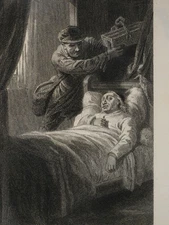 Antique Vintage Etching On Paper Unframed