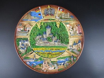 Mosel Trier Koblenz Cochem .. Souvenir Teller Germany,Wandteller Polyresin 22cm