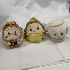 Disney Japan Ufufy Rose Scented Beauty  The Beast Plush Cogsworth Chip  Belle