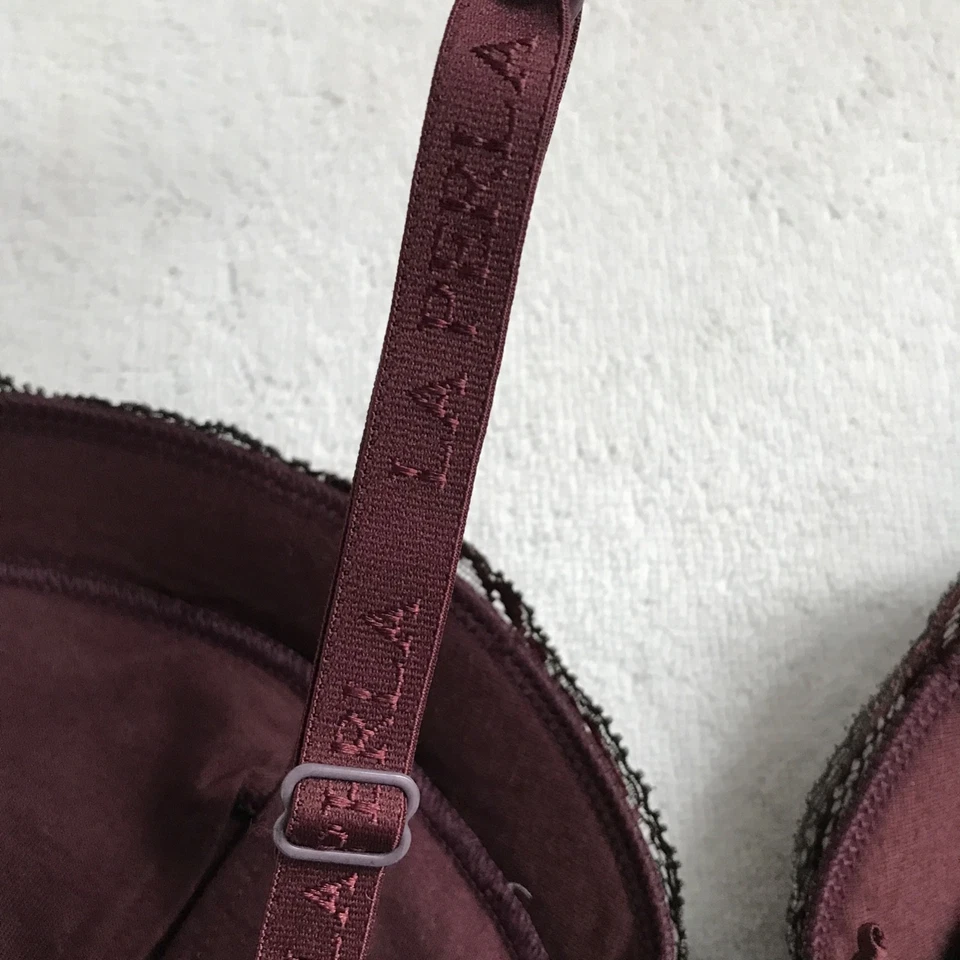 Sujetador para mujer La Perla 32D borgoña encaje push up acolchado demi encaje sujetador Foto 3 de 4