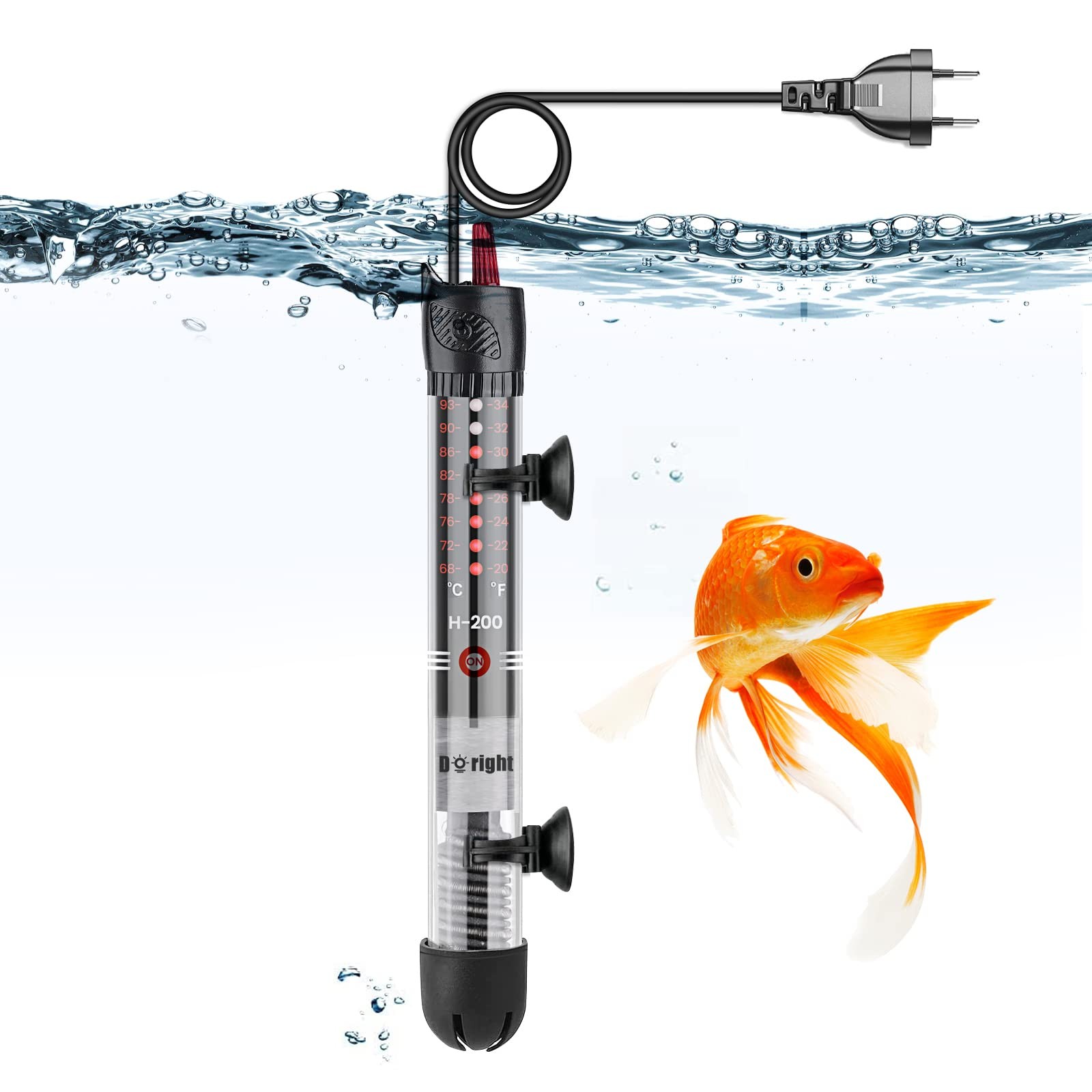 Chauffage d'aquarium 50W en verre submersible pour réguler l'eau