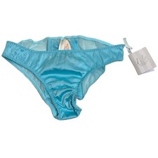 Victoria's Secret I DO VTG Satin Mesh Blue W/ Bow Back Bridal Bikini Panties S