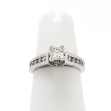 14k White Gold Genuine Princess Cut Diamond Engagement Ring sz4 New
