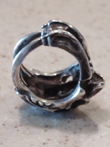 VINTAGE BRUTALIST STERLINGSILBER SÄBELZAHNTIGER SMILODON SCHÄDEL RING - Bild 9 von 12