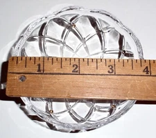 Vintage 3 3/4"" diamond cut pressed glass crystal bobeche with 5 brass pins