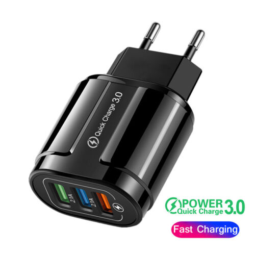 Fast Wall Charger Adapter 3 USB Type C USB cable US Plug For Samsung iPhone LG - Photo 1/16