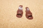 VINTAGE BARBIE DOLL BROWN OPEN TOE OT MULES SHOES HEELS #1 BARBIE HOLES JAPAN