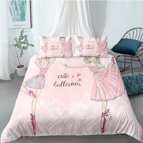 3d Ballet Dancing Girl Duvet Cover Pink 