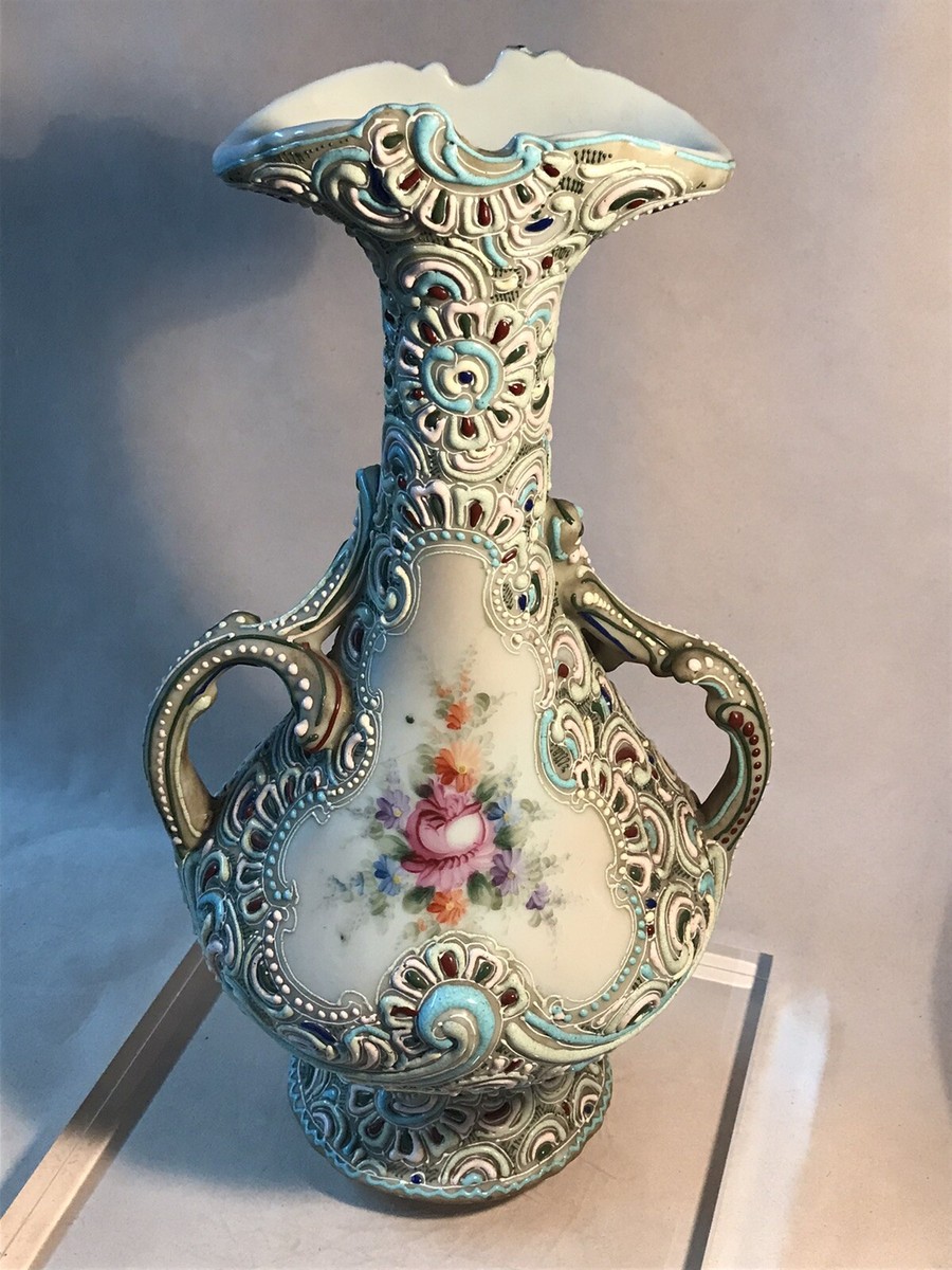 Antique Japanese Moriage Porcelain Vase 10.75 Inch | eBay