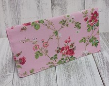 Red Roses Fabric Checkbook Cover Debit CARD Registry Wallet USA Hand Made