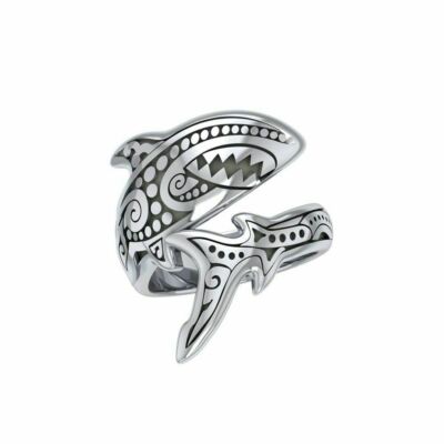 Aboriginal Shark Spoon Ring 925 Sterling Silver Sea Life Jewelry Animal Totem