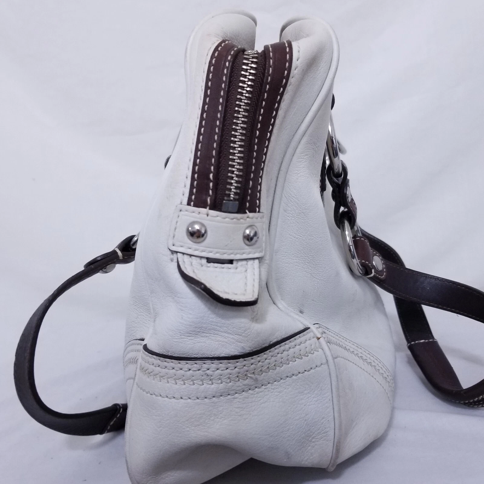 Borsa a mano Coach in pelle bianca K0693 pelle bovina tote soho grande borsa a tracolla