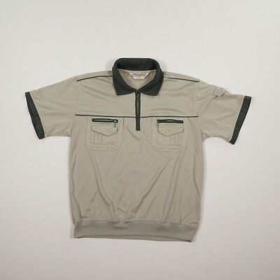KAROLINE Vintage Herren Poloshirt Polohemd Gr. M grün Kurzarm Polokragen Brustta
