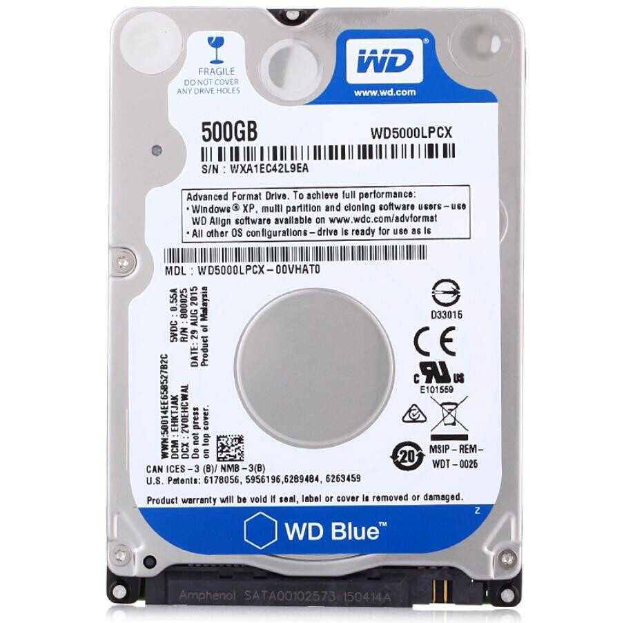 Western Digital 500GB WD5000LPCX 5400RPM 16MB SATA3 6Gb/s 2.5