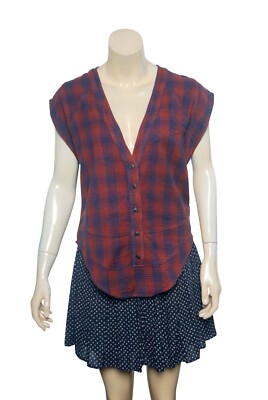 Iro Plaid Top S 36 Women's Casual Sleeveless Buttondown Shirt Blouse NEW 21102