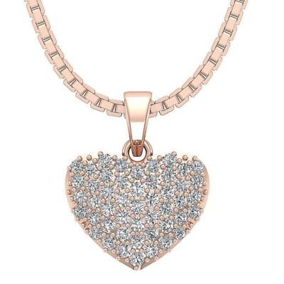 Heart Pendant Necklace 0.60 Inch SI1 G 0.55 Ct Round Diamond