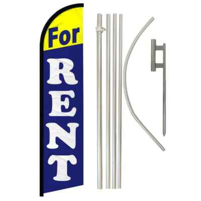 For Rent Windless Full Curve Advertising Real Estate Banner Flag & Pole Kit