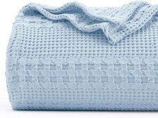 PHF 100 Cotton Waffle Weave Blanket King Size, King 108"x90" , Baby Blue