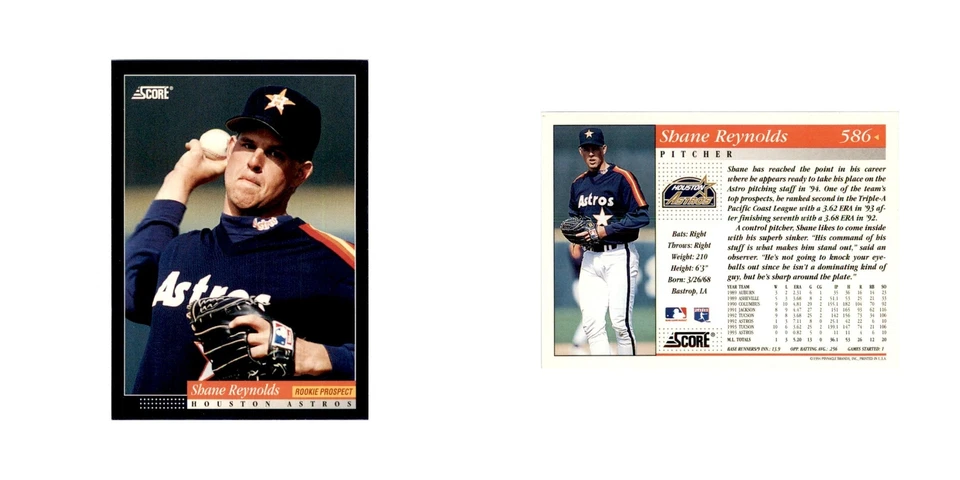1994 Score Shane Reynolds Baseball Cards #586 - Image 3 of 3
