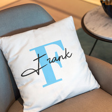 Personalised Blue Initial Cushion
