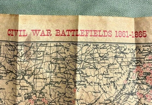vintage 1961 CIVIL WAR BATTLEFIELD MAP repro 15-3/4 X 14-3/4" ANTIQUED PARCHMENT