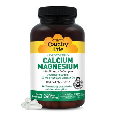 Country Life Target-Mins Calcium Magnesium with Vitamin 240 Count (Pack of 1)