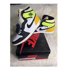 Nike Air Jordan 1 Black White Yellow Green Co...