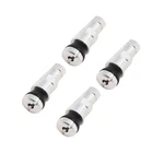 4pcs Silver Car Wheel Tire Tubeless Valves Stem Bolt-in Alloy with Dust Caps